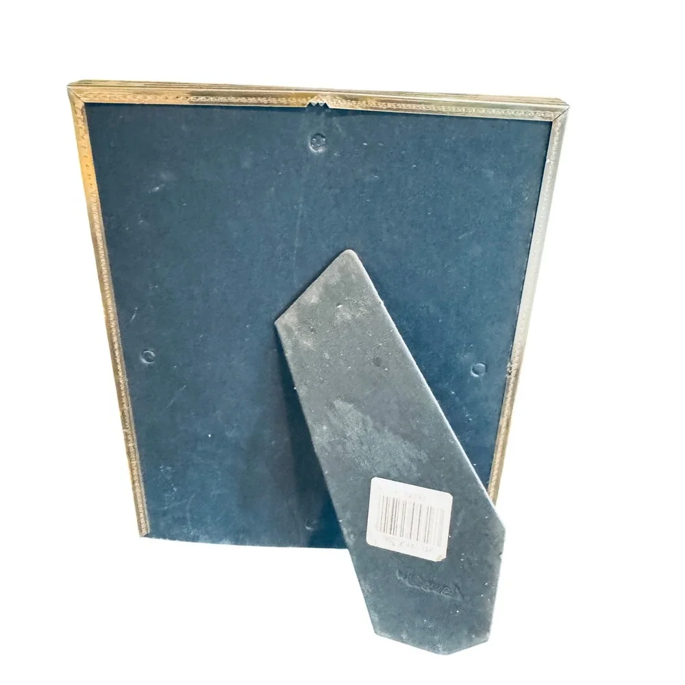 Vintage Blue White Ditsy Dot Picture Frame Oval Opening Bow Detail 8x10